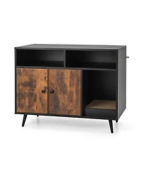 Sugift Cat Litter Box Enclosure with Storage Compartments and Pet Scratcher