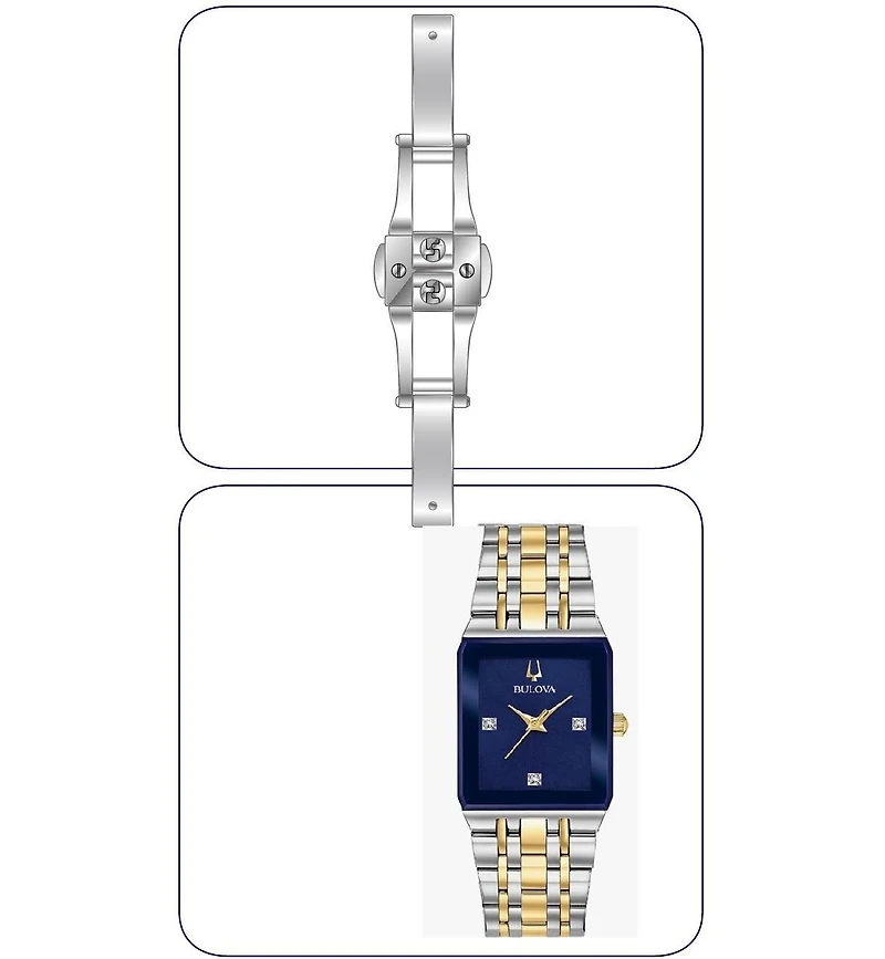 Stuhrling 4084 Modern Rectangular Bracelet Watch – Sunray Dial, Date Display, Slim Stainless Design