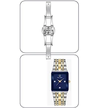 Stuhrling 4084 Modern Rectangular Bracelet Watch – Sunray Dial, Date Display, Slim Stainless Design