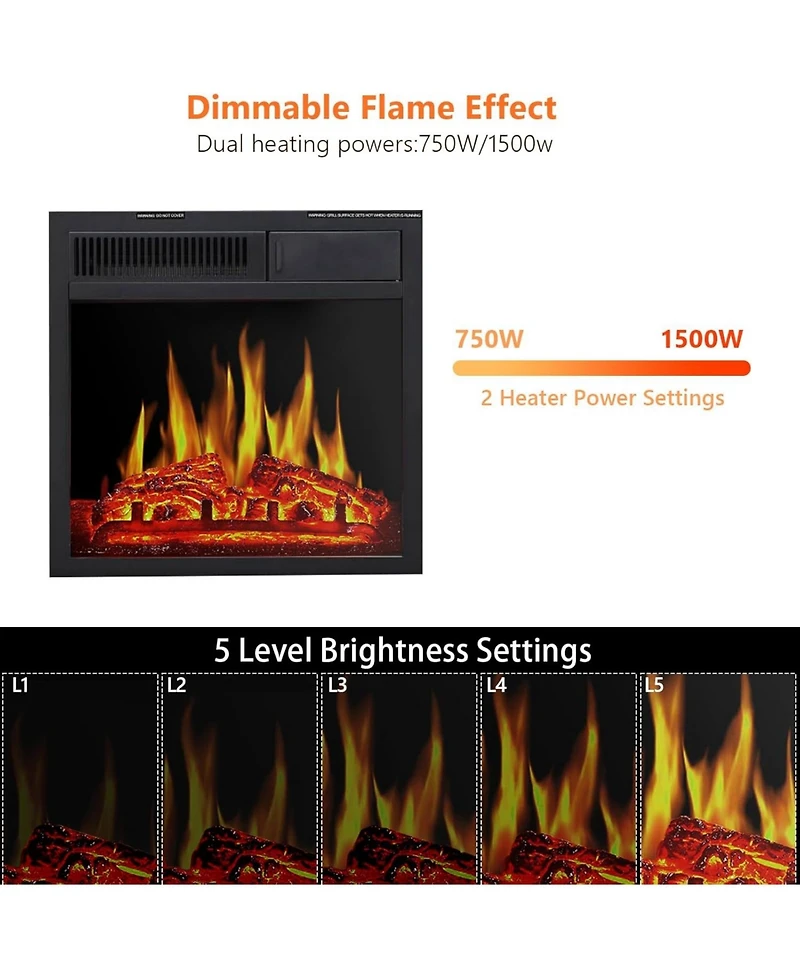 Cowsar 47" Electric Fireplace Mantel Freestanding, Triangular Corner Fireplace with Remote Control (Walnut)