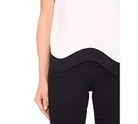 CeCe Women's Contrast-Hem Short-Sleeve Blouse