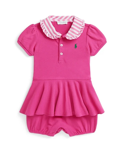 Polo Ralph Lauren Baby Girls Contrast-Collar Bubble Shortall