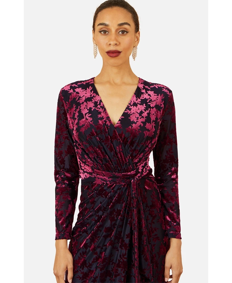 Yumi Women's Dresses Velour Stretch Midi Dress