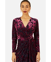 Yumi Women's Dresses Velour Stretch Midi Dress