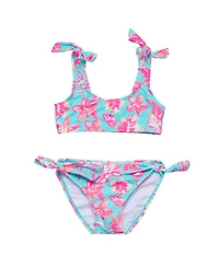 Snapper Rock Big Girls Tropical Glow Recycled Crop Bikini
