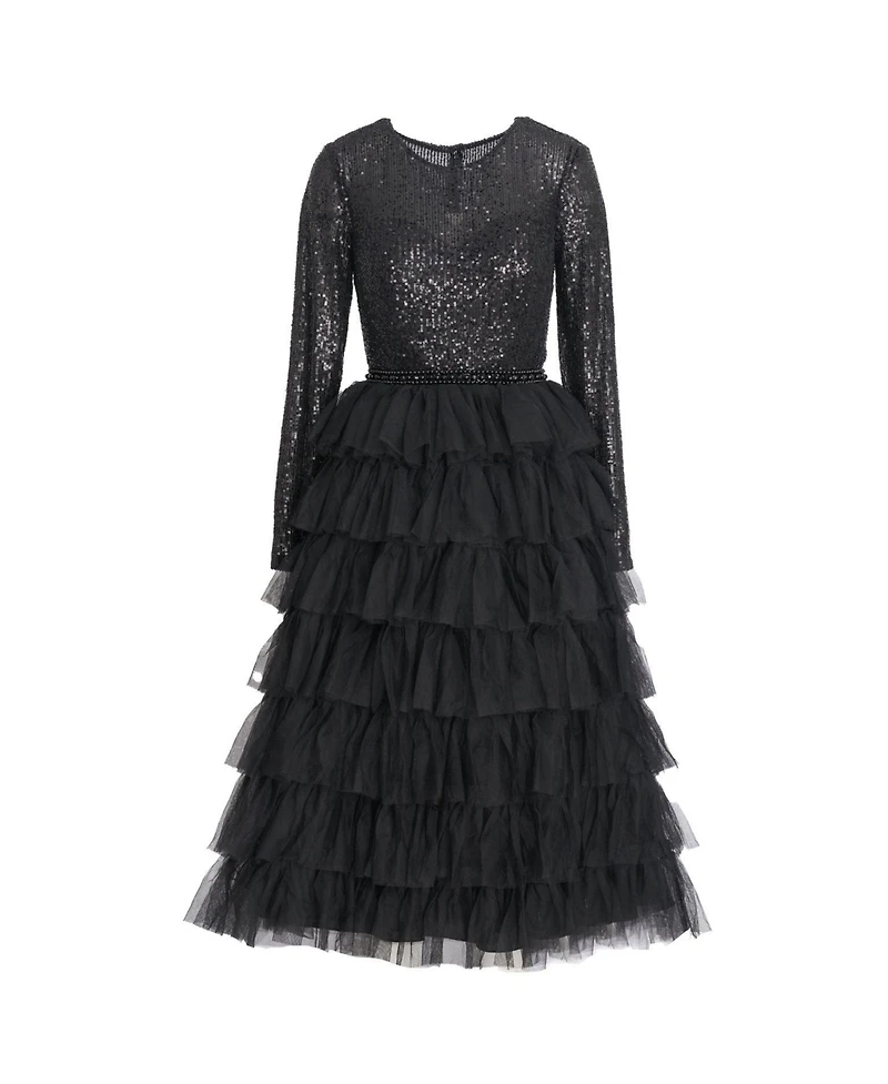 Mac Duggal Women's Sequined Layered Tulle A-Line Cocktail Dress