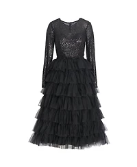 Mac Duggal Women's Sequined Layered Tulle A-Line Cocktail Dress