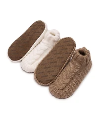 Muk Luks Women's Cuffed Sweater Knit Ballerina - 2 Pair Pack