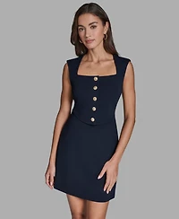 Bcbg Women's Crepe Square Neck Button Front Two-Piece Dress