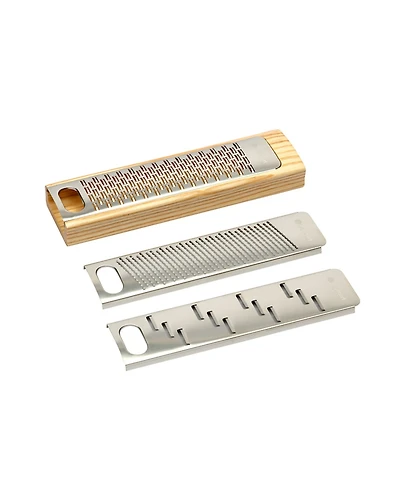Legnoart Multi-Function Grater Set with 3 interchangeable stainless-steel blades and Ashwood box