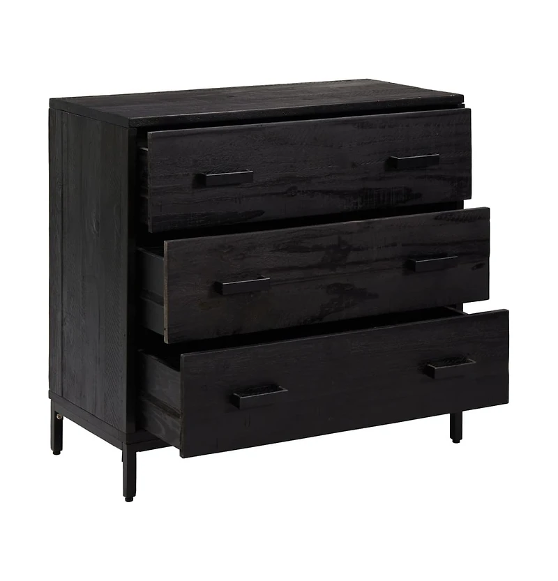 Chest of Drawers Black 29.5"x13.8"x27.6" Solid Wood Pine