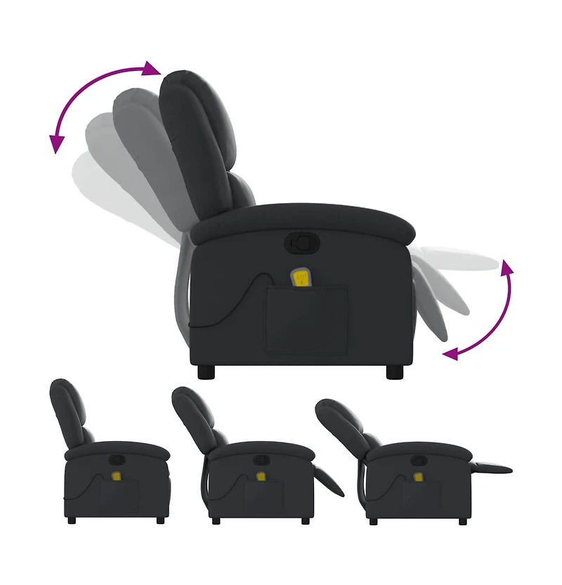 vidaXL Massage Recliner Chair Gray Real Leather