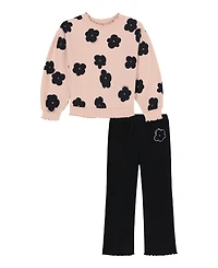 Calvin Klein Girls 4-6X Long-Sleeve Sweatshirt and Pants, 2-Piece Set