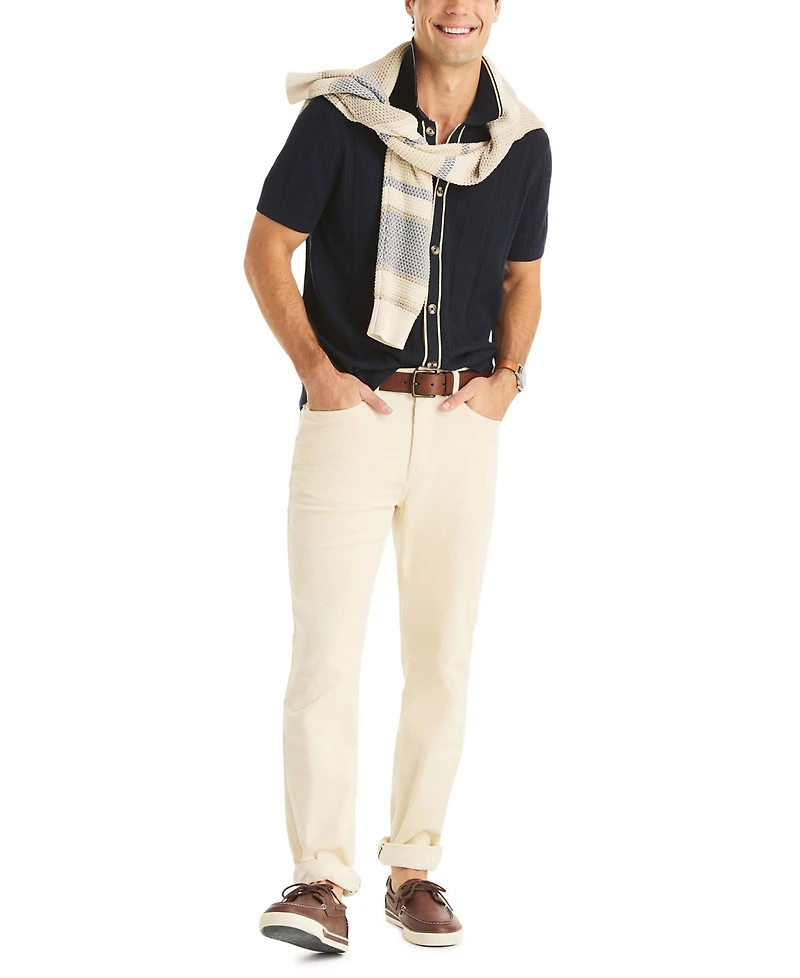 Nautica Men's Textured Open Front Polo Sweater