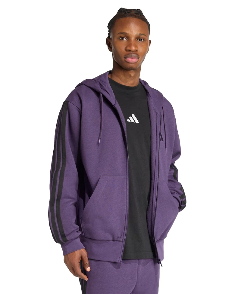 adidas Men's Regular-Fit 3-Stripes Full-Zip Fleece Hoodie