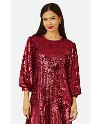 Yumi Women's Balloon Sleeve Sequin Mini Dress