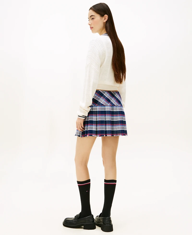 Tommy Jeans Women's Plaid Structured Pleated Mini Skirt