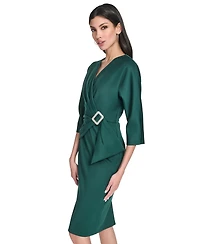 Eliza J Women's V-Neck Side Drape Cocktail Dress