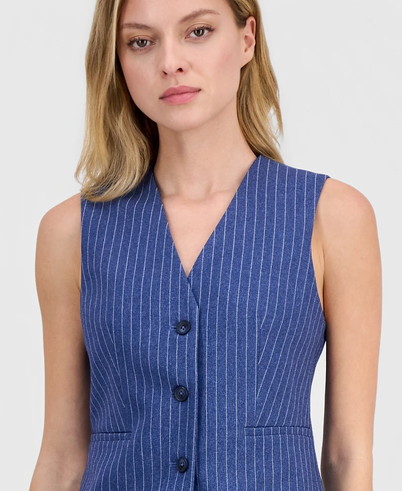 Bar Iii Women's Pinstripe V-Neck Vest, Macy's Exclusive