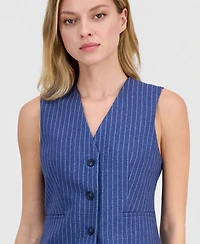 Bar Iii Women's Pinstripe V-Neck Vest, Macy's Exclusive