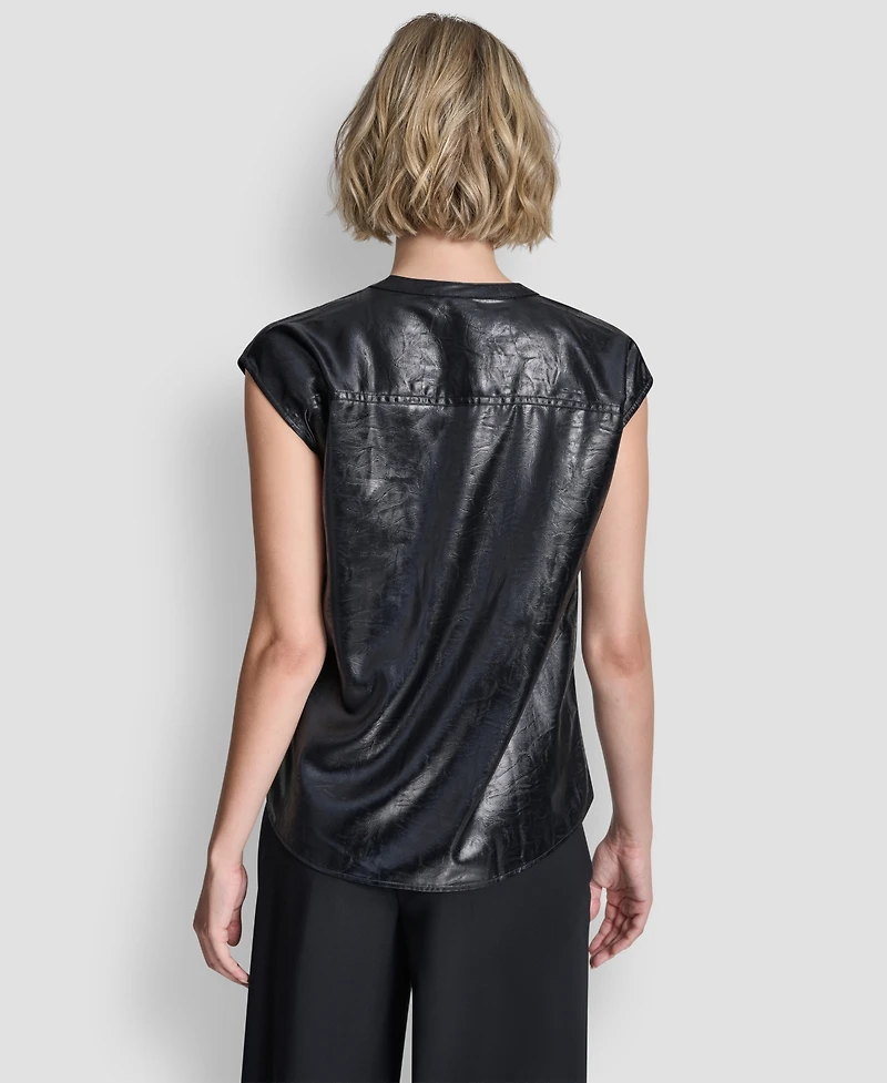 Dkny Women's Crewneck Button-Front Top