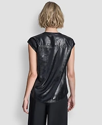 Dkny Women's Crewneck Button-Front Top