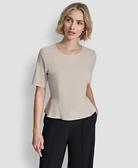 Dkny Women's Short-Sleeve Zip Up Top