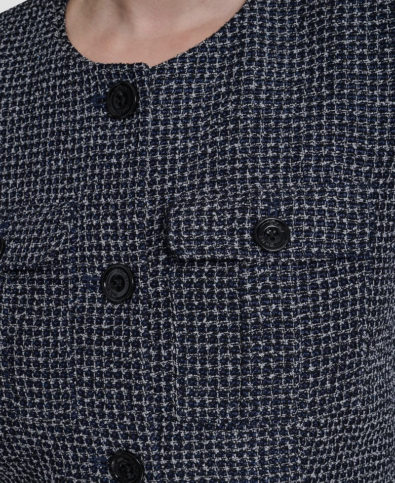 Dkny Women's Collarless Cropped 4-Button Jacket