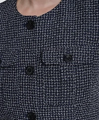 Dkny Women's Collarless Cropped 4-Button Jacket