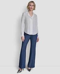 Dkny Women's Collared Button-Up Blouse