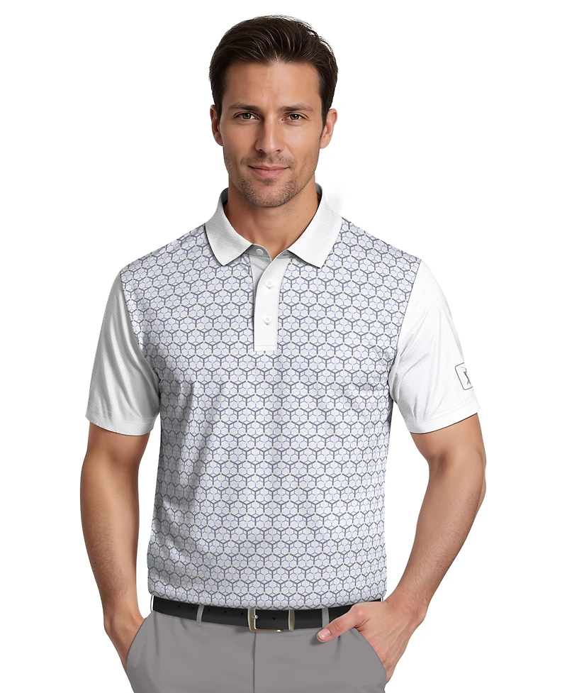 Pga Tour Men's Technical Linear Color Block Short-Sleeve Polo Shirt