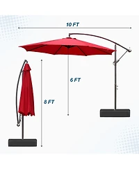 Aoodor Offset Patio Umbrella 10 Cantilever Hanging Market Umbrella Water Resistant Uv Protection Blue- Base Stand is Included