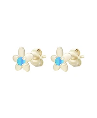 Kamaria Flower Stud Earrings With Lab-Grown Opal 14k Gold Plated Sterling Silver