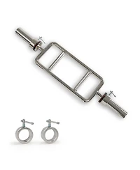 Sunny Health & Fitness Olympic Tricep Bar with Spin-Lock Ring Collars