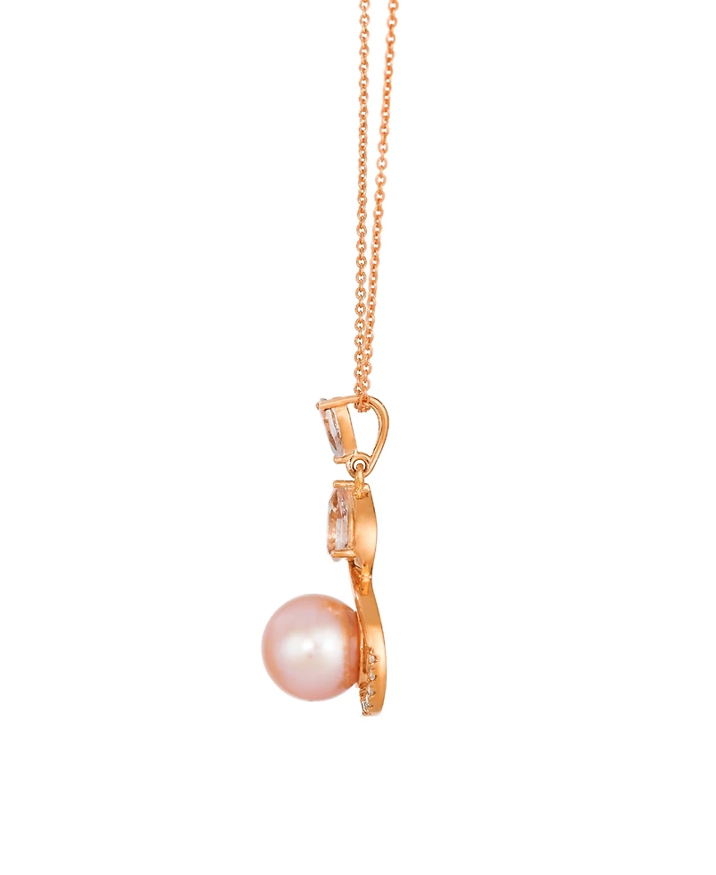 Le Vian Freshwater Pearl (8-9mm), Morganite (0.42 ct. t.w.), & Diamond (0.08 ct. t.w.) Pendant Necklace in 14k Strawberry Gold