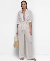 Dkny Women's Gauze Collared Button-Front Beach Shirt