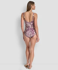 Dkny Women's Shirred Keyhole Detail One-Piece Swimsuit