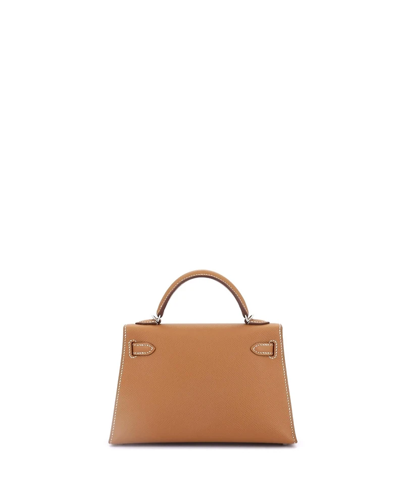 Pre-Owned HERMES Kelly 20 Handbag Brown Epsom with Palladium Hardware