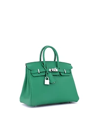 Pre-Owned Hermes Birkin 25 Handbag Verso Swift with Palladium Hardware