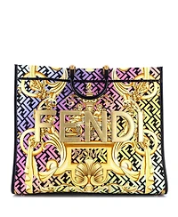 Pre-Owned Versace Large x Fendi Fendace Sunshine Shopper Tote Printed Zucca Jacquard