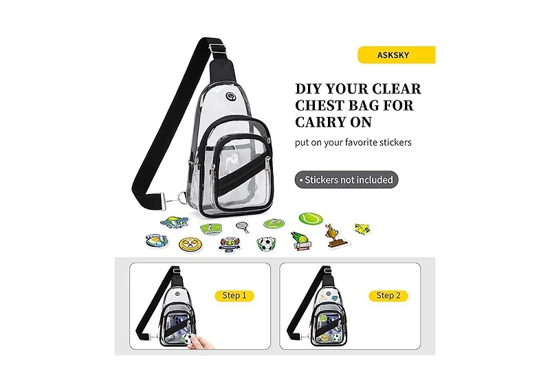 Batfox Clear Bag for Stadium Events, Clear Backpack Purse for Women Waterproof Pvc Crossbody Fanny Pack for Concert