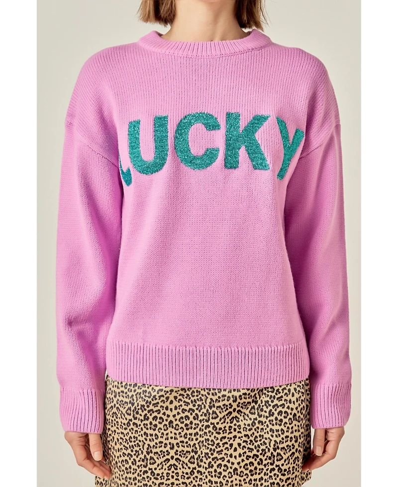 English Factory Women's Glitter Lettering Sweater