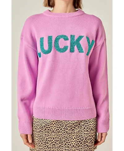 English Factory Women's Glitter Lettering Sweater