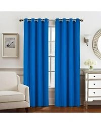 Olivia Gray Gilbert Solid Single Grommet Curtain Panel Pair 54x84 X22 Navy