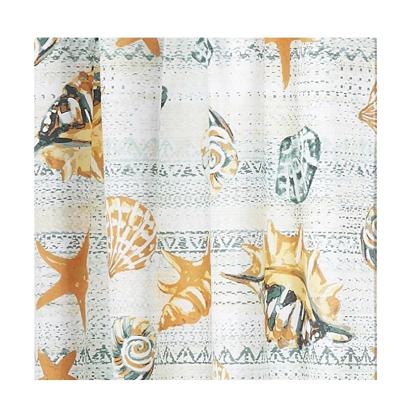 Greenland Home Fashions Kona Luxurious 3" Rod Pocket Curtain Panel Pair with Tiebacks 42" x 84" Ocean