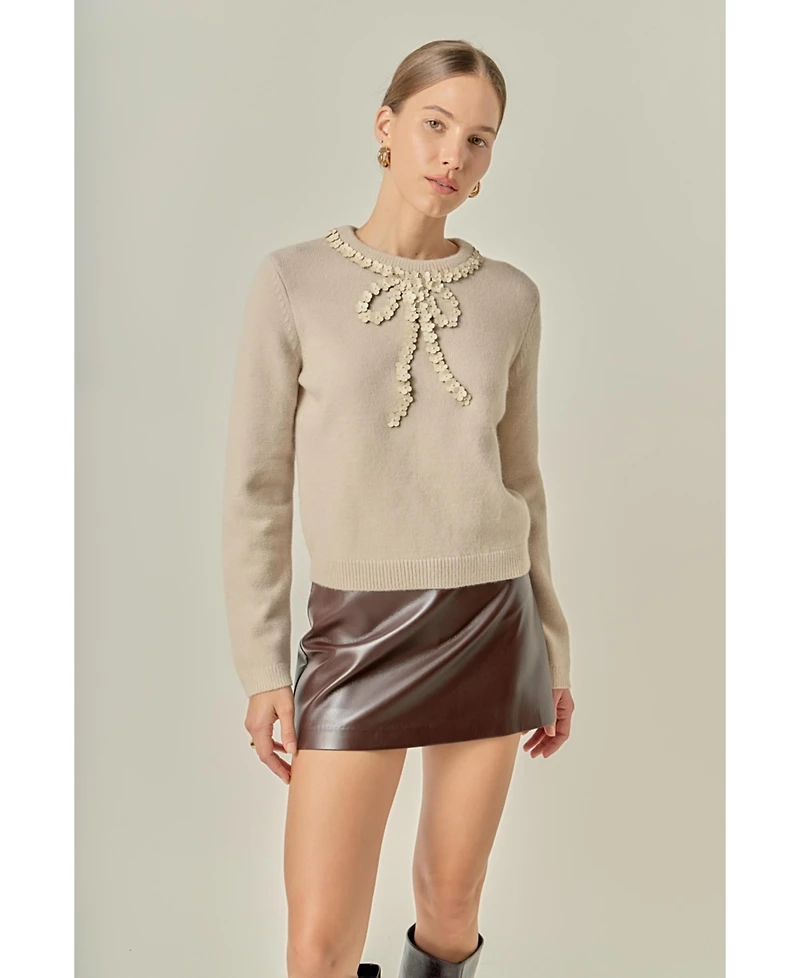 English Factory Women's Floral Bow Detail Top