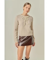 English Factory Women's Floral Bow Detail Top