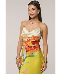 Jluxlabel Women's Satin Floral Print Maxi Dress