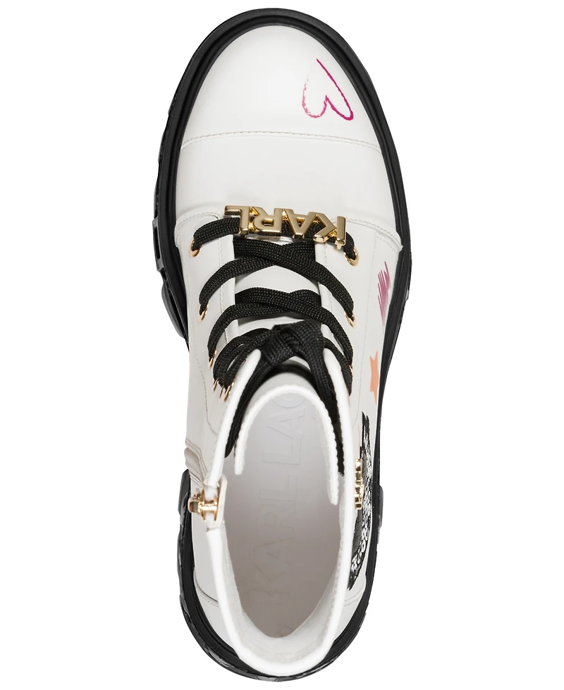Karl Lagerfeld Paris Women's Lamprini Ikonic Lace Up Lug Booties