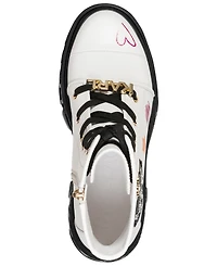 Karl Lagerfeld Paris Women's Lamprini Ikonic Lace Up Lug Booties